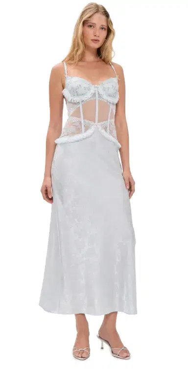 For Love & Lemons Maribel Maxi Slip Dress Blue | Thumbnail 1 For Love & Lemons Maribel Maxi Slip Dress Blue | Thumbnail 1