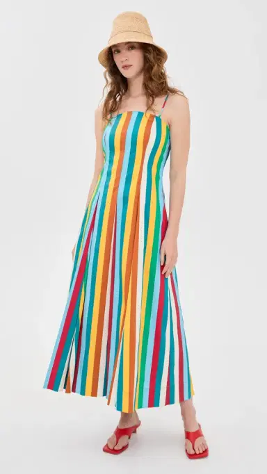 SIMONMILLER Astrid Poplin Dress Vibrant ulti Stripe | Thumbnail 5