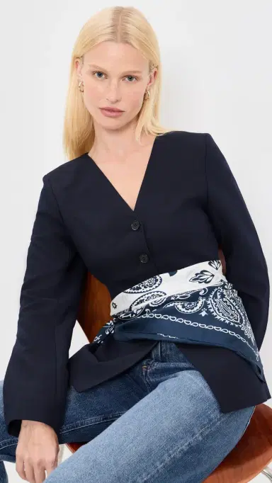 Madewell x Shopbop Oversized Silk Bandana Indigo One Size | Thumbnail 3