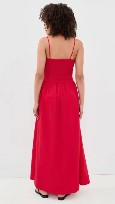 Faherty Coastal Poplin Lucia Dress Tango Red | Thumbnail 3