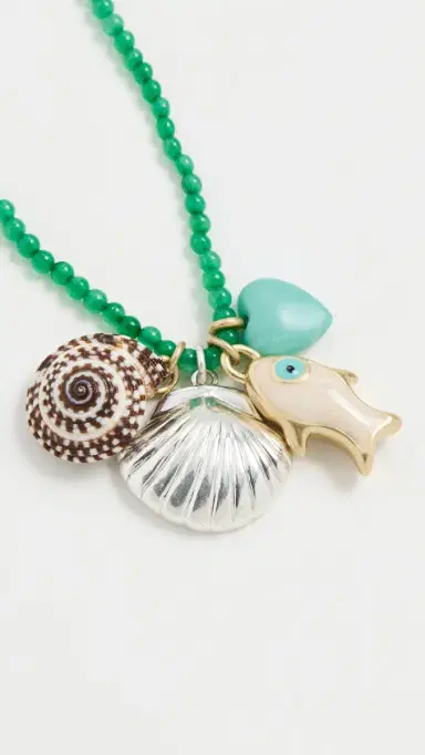 Clare V. Beaded Charm Necklace Multi One Size | Thumbnail 5