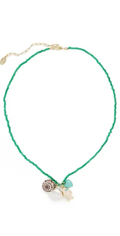 Clare V. Beaded Charm Necklace Multi One Size | Thumbnail 1
