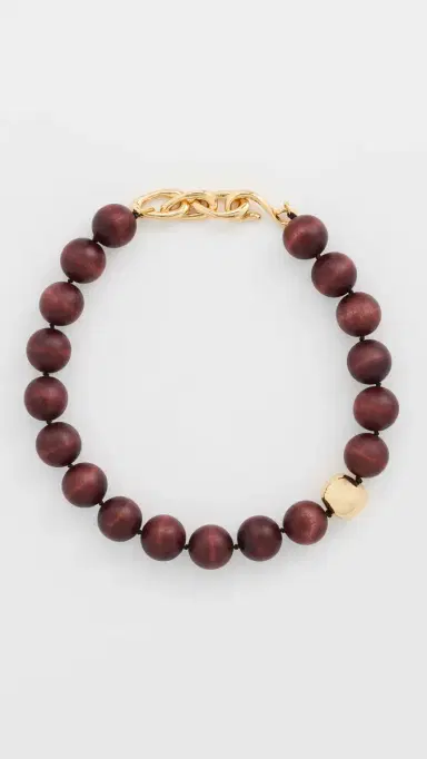 Madewell x Shopbop Oversized Wood Beaded Choker Necklace Antique Gold One Size | Thumbnail 2