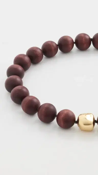 Madewell x Shopbop Oversized Wood Beaded Choker Necklace Antique Gold One Size | Thumbnail 4