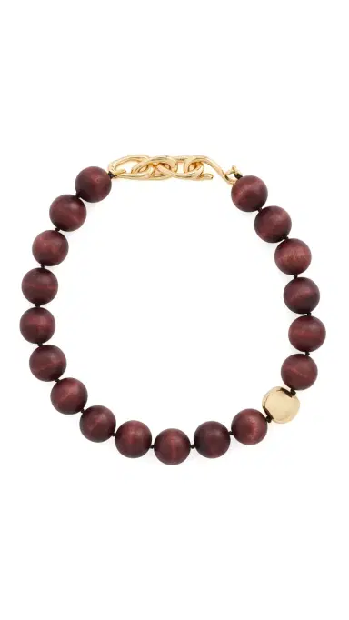 Madewell x Shopbop Oversized Wood Beaded Choker Necklace Antique Gold One Size | Thumbnail 5