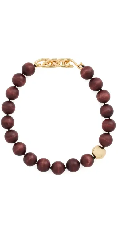 Madewell x Shopbop Oversized Wood Beaded Choker Necklace Antique Gold One Size | Thumbnail 1
