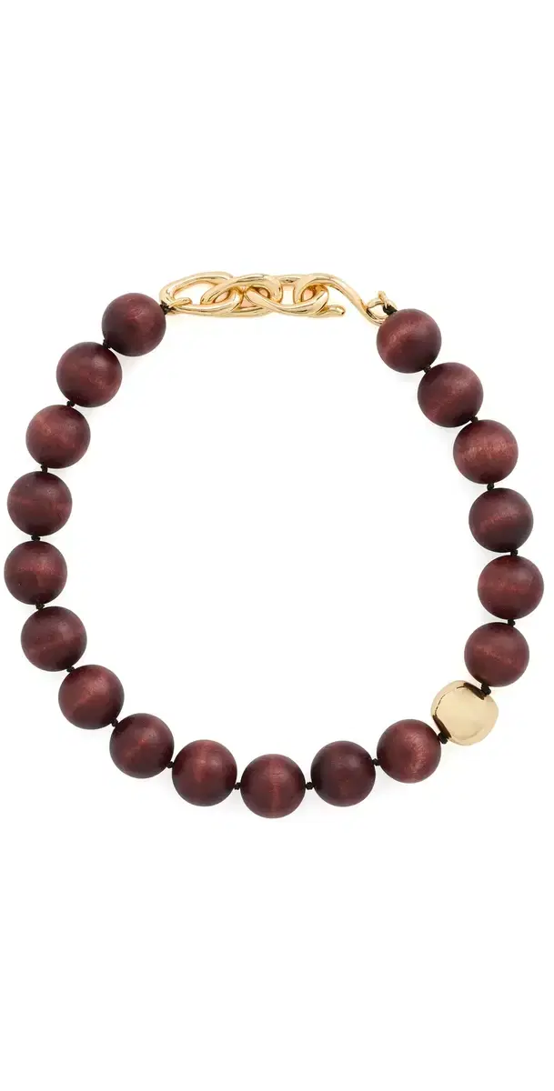Madewell x Shopbop Oversized Wood Beaded Choker Necklace Antique Gold One Size