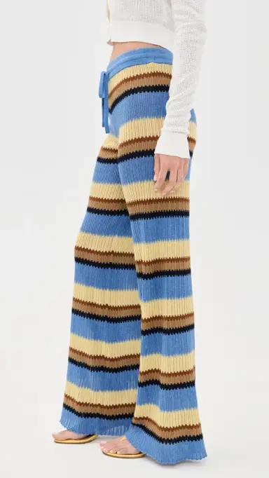 Guest In Residence Palazzo Pants Delft Blue Combo | Thumbnail 4