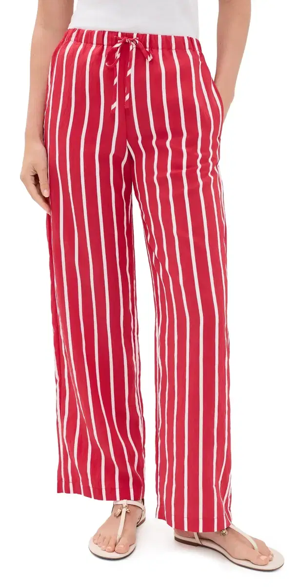 Madewell Pull-On Pants Red And White tripe Packable