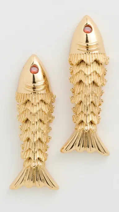 Madewell x Shopbop Fish Statement Stud Earrings Deep Lagoon One Size | Thumbnail 2