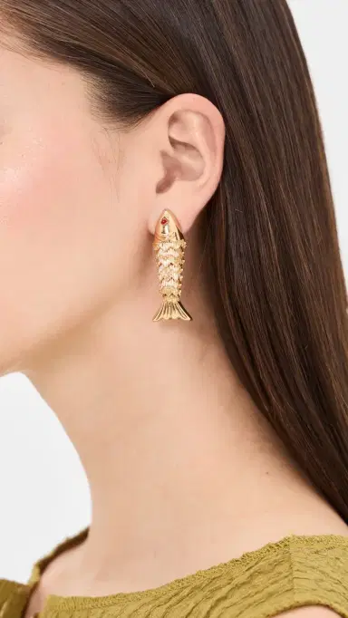 Madewell x Shopbop Fish Statement Stud Earrings Deep Lagoon One Size | Thumbnail 3