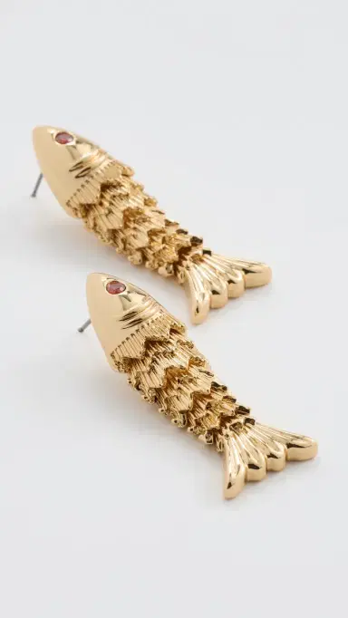 Madewell x Shopbop Fish Statement Stud Earrings Deep Lagoon One Size | Thumbnail 4