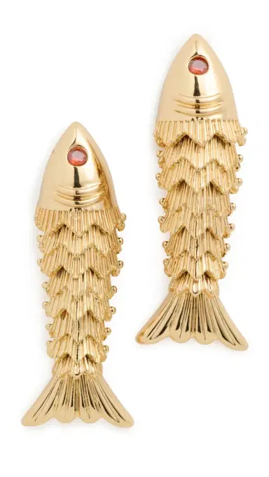 Madewell x Shopbop Fish Statement Stud Earrings Deep Lagoon One Size | Thumbnail 5