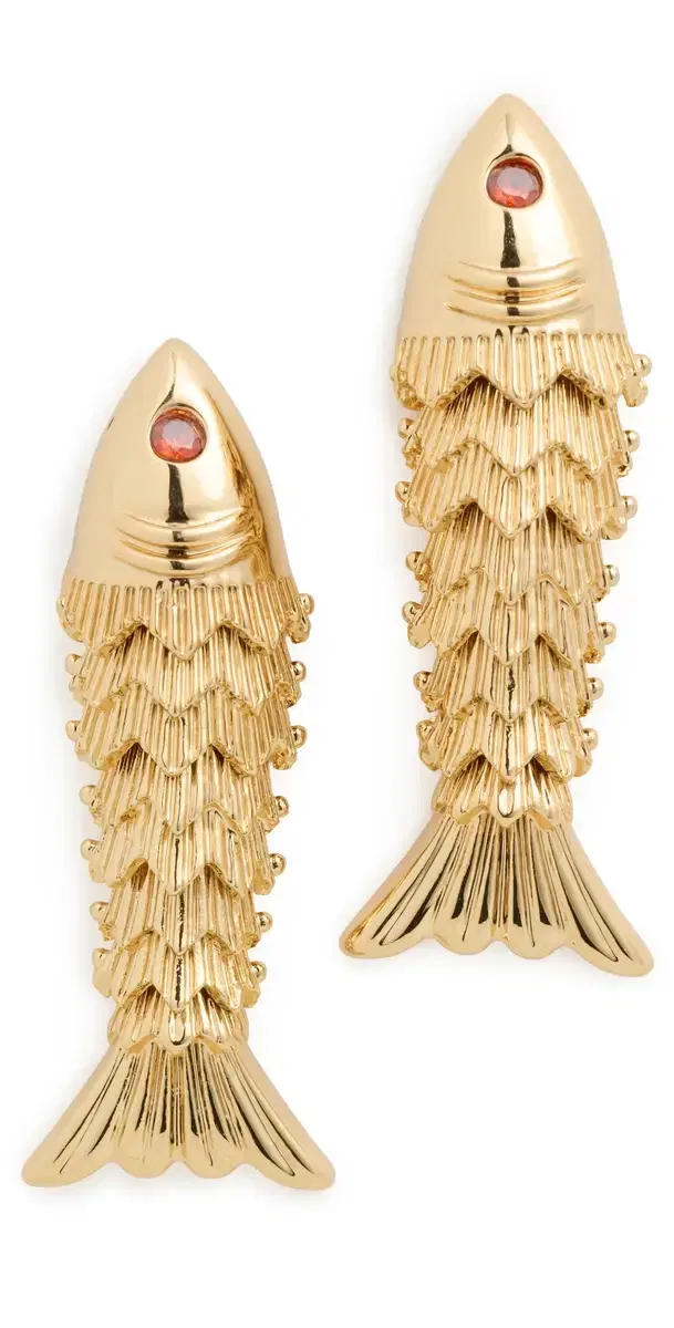 Madewell x Shopbop Fish Statement Stud Earrings Deep Lagoon One Size