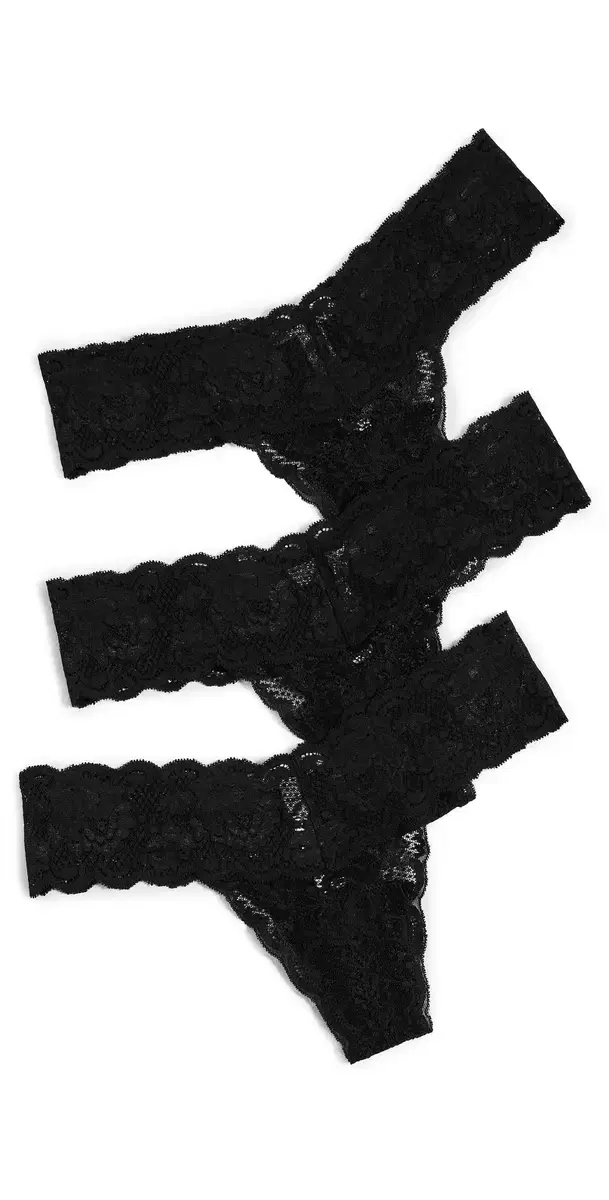 Cosabella Never Say Never Low Rise Thong 3 Pack Blk Blk Blk One Size