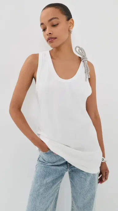 AREA Crystal Knot Tank Top White | Thumbnail 2