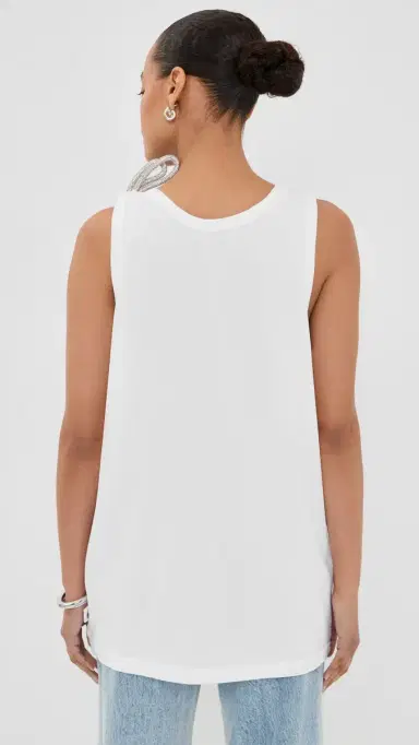 AREA Crystal Knot Tank Top White | Thumbnail 3