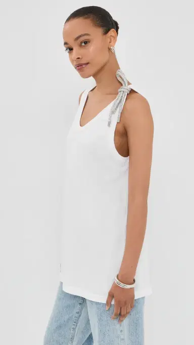 AREA Crystal Knot Tank Top White | Thumbnail 4