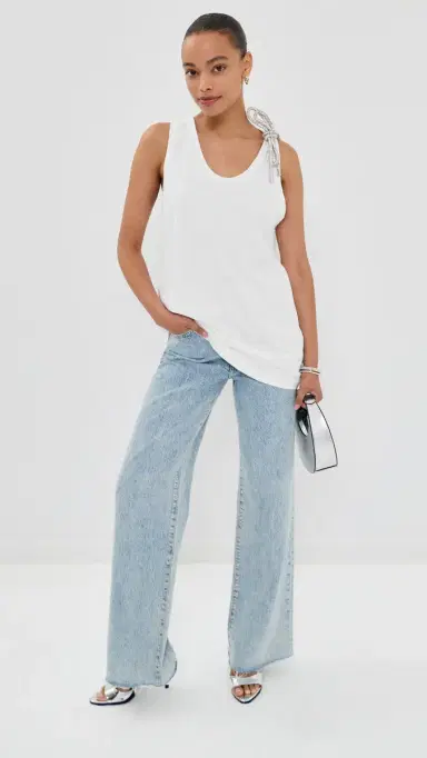 AREA Crystal Knot Tank Top White | Thumbnail 5