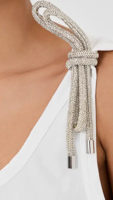 AREA Crystal Knot Tank Top White | Thumbnail 6