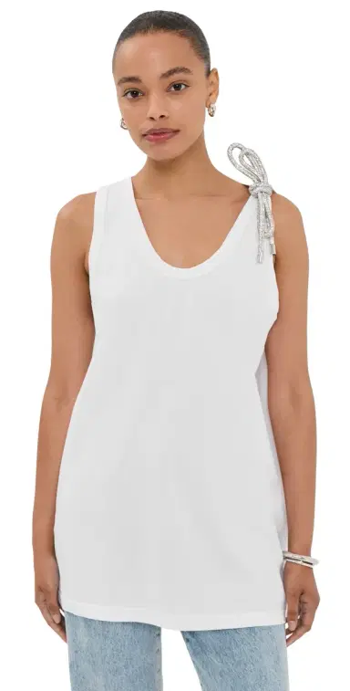 AREA Crystal Knot Tank Top White | Thumbnail 1
