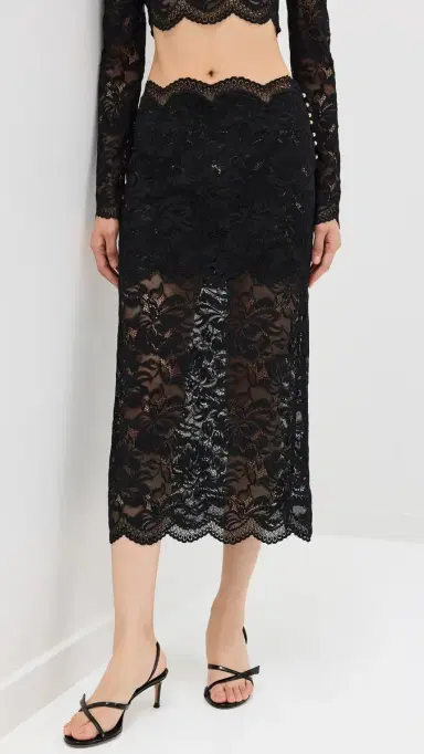 Rabanne Midi Skirt In Lace Black 42 | Thumbnail 2 Rabanne Midi Skirt In Lace Black 42 | Thumbnail 2