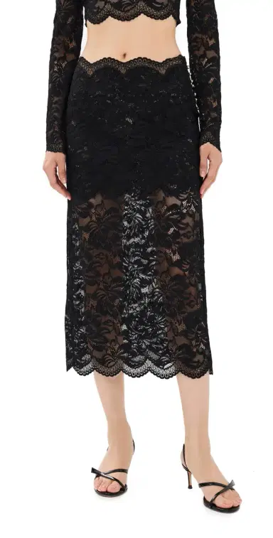 Rabanne Midi Skirt In Lace Black 42 | Thumbnail 1 Rabanne Midi Skirt In Lace Black 42 | Thumbnail 1