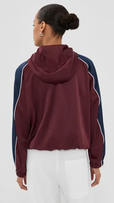 Sporty & Rich Signature Logo Gym Jacket Bordeaux/White/Dark Navy | Thumbnail 3 Sporty & Rich Signature Logo Gym Jacket Bordeaux/White/Dark Navy | Thumbnail 3