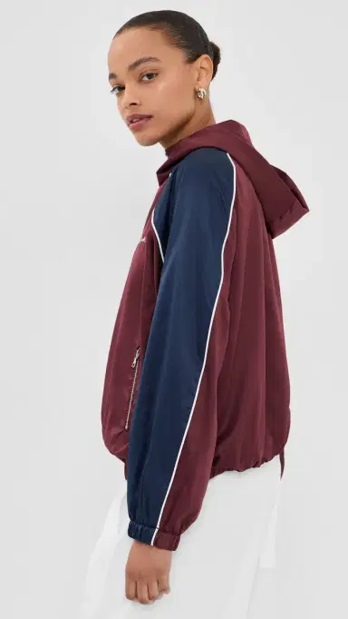 Sporty & Rich Signature Logo Gym Jacket Bordeaux/White/Dark Navy | Thumbnail 4 Sporty & Rich Signature Logo Gym Jacket Bordeaux/White/Dark Navy | Thumbnail 4