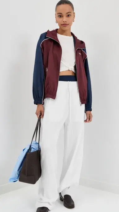 Sporty & Rich Signature Logo Gym Jacket Bordeaux/White/Dark Navy | Thumbnail 5 Sporty & Rich Signature Logo Gym Jacket Bordeaux/White/Dark Navy | Thumbnail 5