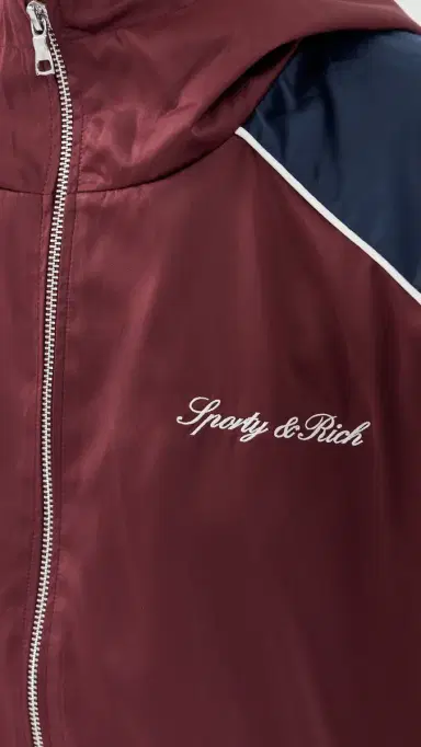 Sporty & Rich Signature Logo Gym Jacket Bordeaux/White/Dark Navy | Thumbnail 6 Sporty & Rich Signature Logo Gym Jacket Bordeaux/White/Dark Navy | Thumbnail 6