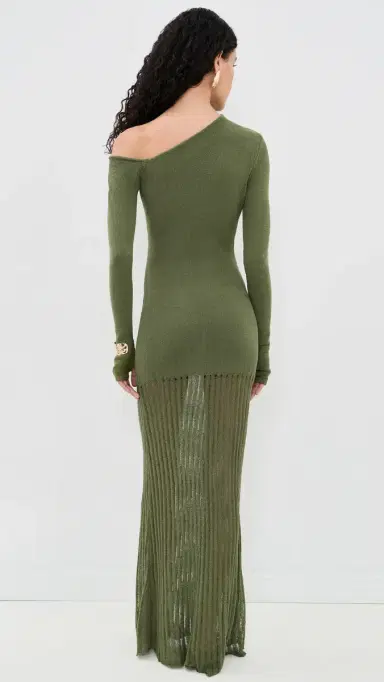Seven Wonders Greta One houlder Knit Maxi Dress Khaki | Thumbnail 3