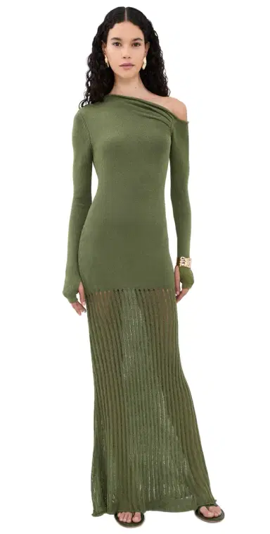 Seven Wonders Greta One houlder Knit Maxi Dress Khaki | Thumbnail 1