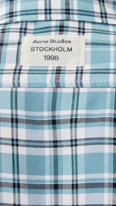 Acne Studios Setar Fluid Check Flannel Shirt Turquoise/Blue/White | Thumbnail 6