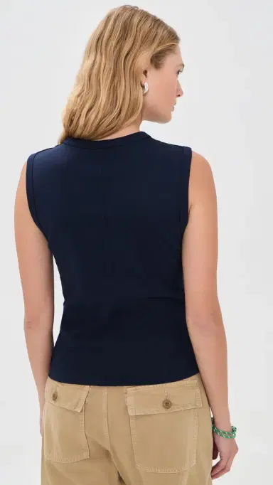 Madewell The '90s Shell Tank In Compact Cotton Midnight Navy L | Thumbnail 3 Madewell The '90s Shell Tank In Compact Cotton Midnight Navy L | Thumbnail 3