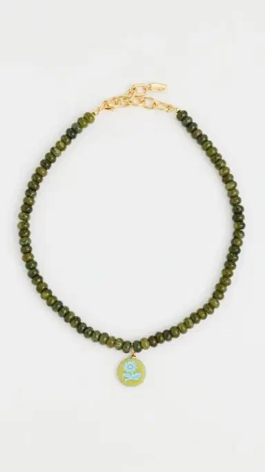 Logan Tay Green Beaded Pendant Necklace Multi-Color One Size | Thumbnail 2