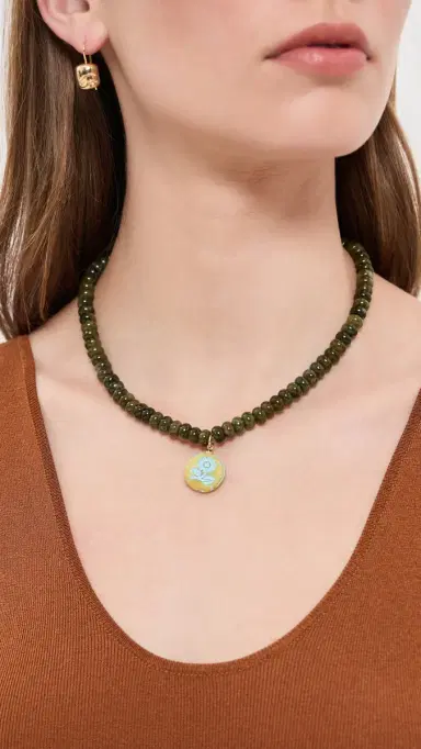 Logan Tay Green Beaded Pendant Necklace Multi-Color One Size | Thumbnail 3