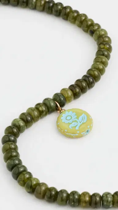 Logan Tay Green Beaded Pendant Necklace Multi-Color One Size | Thumbnail 4