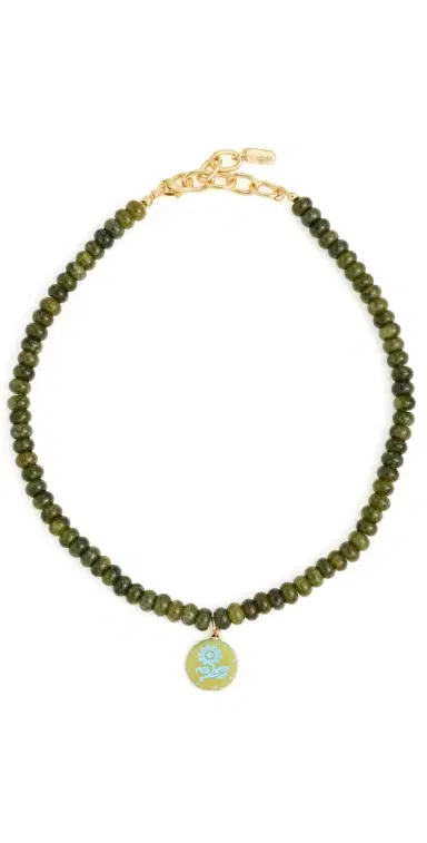 Logan Tay Green Beaded Pendant Necklace Multi-Color One Size | Thumbnail 1