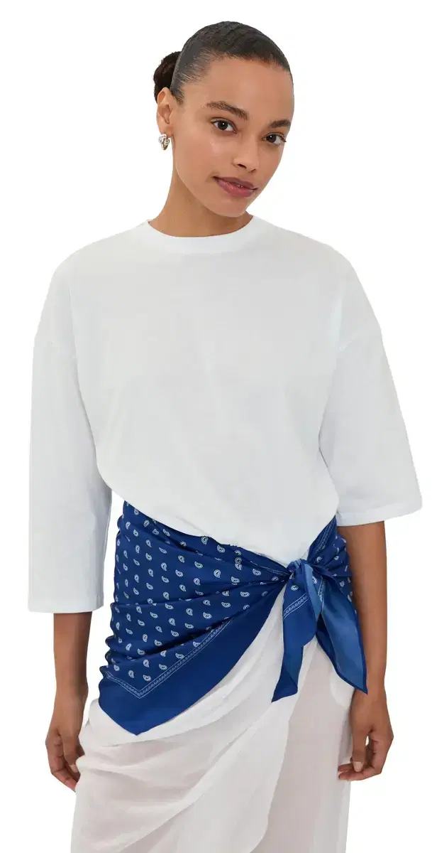 Christopher Esber Bandana Silk Scarf Pareo Tee White/Indigo Bandana Print