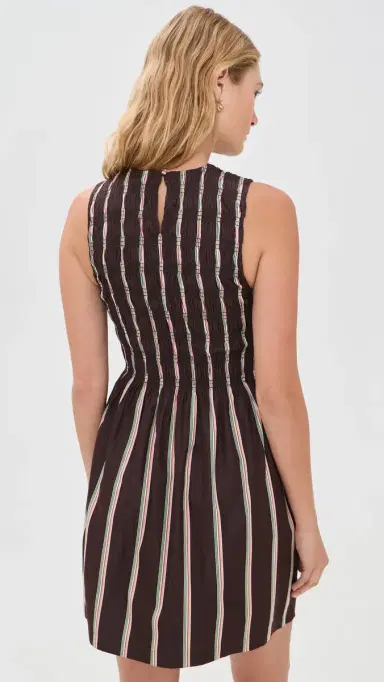 Madewell x Shopbop The elody Smocked Mini Dress Retro Stripe Burnt Cocoa | Thumbnail 3 Madewell x Shopbop The elody Smocked Mini Dress Retro Stripe Burnt Cocoa | Thumbnail 3
