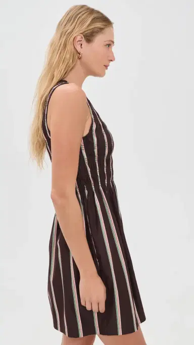 Madewell x Shopbop The elody Smocked Mini Dress Retro Stripe Burnt Cocoa | Thumbnail 4 Madewell x Shopbop The elody Smocked Mini Dress Retro Stripe Burnt Cocoa | Thumbnail 4