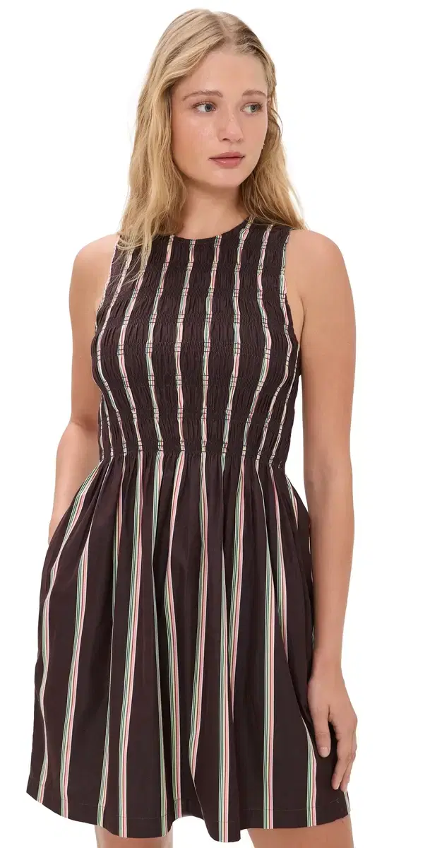 x hopbop The Melody mocked Mini Dress Retro tripe Burnt Cocoa