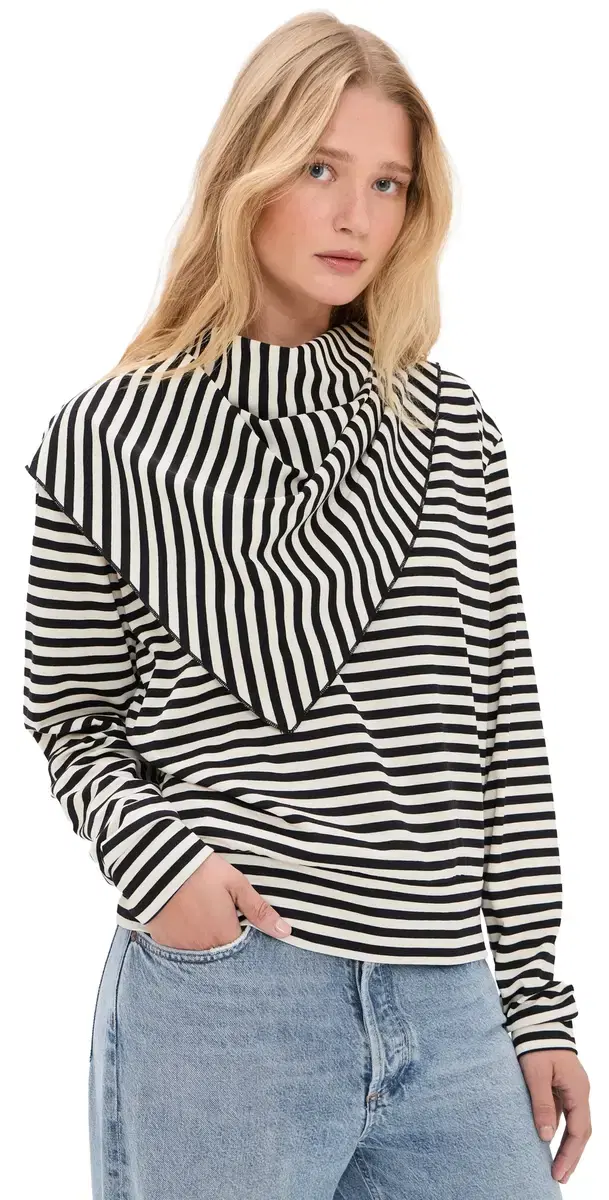 Olsen Long leeve Top Onyx tripe
