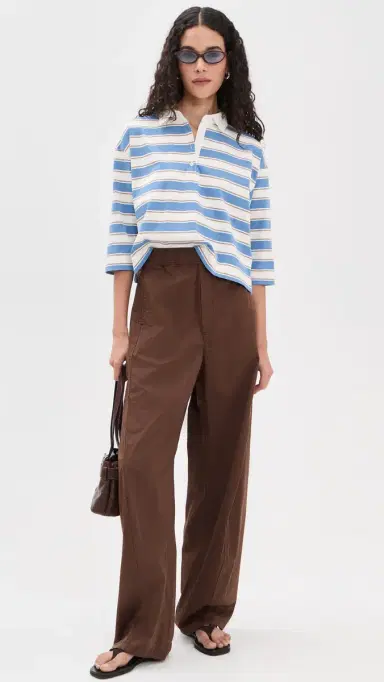 perfectwhitetee Daria Cotton Rugby Shirt Pacific Blue Stripe | Thumbnail 5