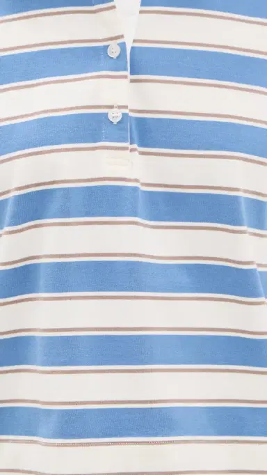 perfectwhitetee Daria Cotton Rugby Shirt Pacific Blue Stripe | Thumbnail 6