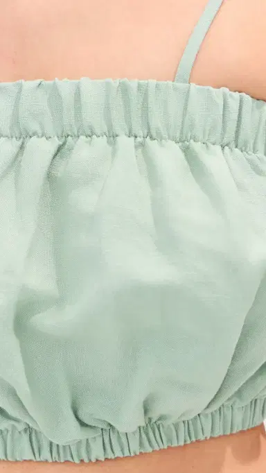 LE BOP Camile Linen Cropped Top Frosty Green | Thumbnail 6