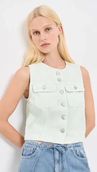 Madewell x hopbop Airy Denim Crop Vest toried ea | Thumbnail 2