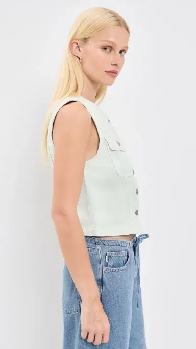 Madewell x hopbop Airy Denim Crop Vest toried ea | Thumbnail 4