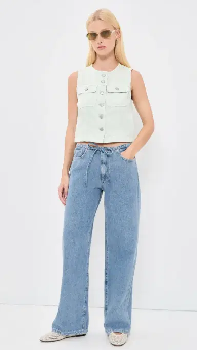 Madewell x hopbop Airy Denim Crop Vest toried ea | Thumbnail 5